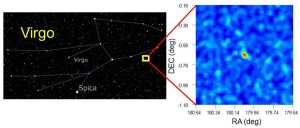 O novo satélite foi nomeado de Virgo I, porque se encontra na direção da Constelação de Virgem.