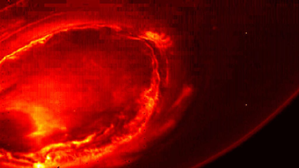 Imagem em Infravermelho da Aurora do Sul de Júpiter.